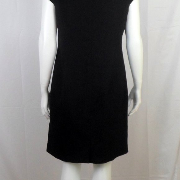 Kasper Womens 8 Black White Geometric Print Panel Cap Sleeve Sheath Dress - Picture 7 of 8